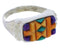 Genuine Silver Turquoise Multicolor Southwest Ring Size 7 JX38068